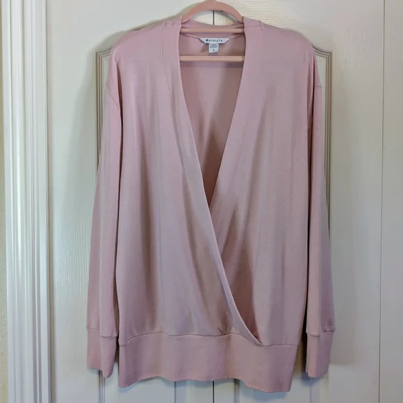 Athleta Purana V-Neck Wrap Sweatshirt | Pink | EUC | LG - Picture 4 of 8
